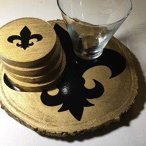Wooden handmade Tray/Coasters set.